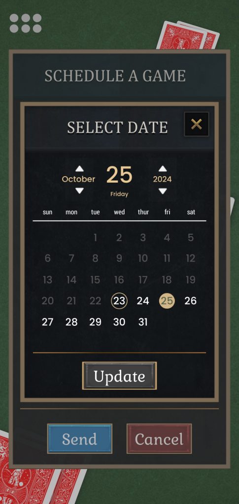 Pinochle Calendar Popup