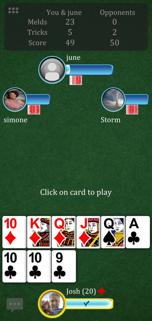 Screenshot of Pinochle Table